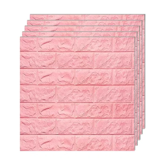 3D Form Wallpaper Wall Panels Pink Brick 70cm X 70cm (Pack of 5)