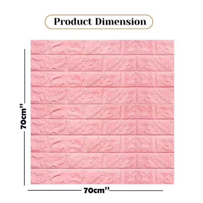 3D Form Wallpaper Wall Panels Pink Brick 70cm X 70cm (Pack of 5)