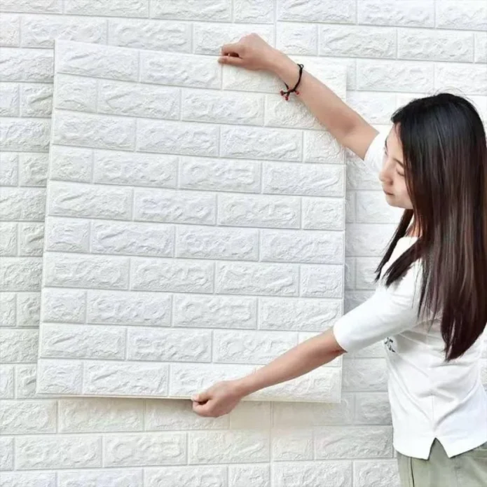 3D Form Wallpaper Wall Panels White Brick 70cm X 77cm (Pack of 5)