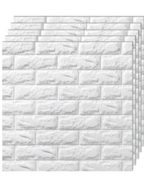 3D Form Wallpaper Wall Panels White Brick 70cm X 77cm (Pack of 5)