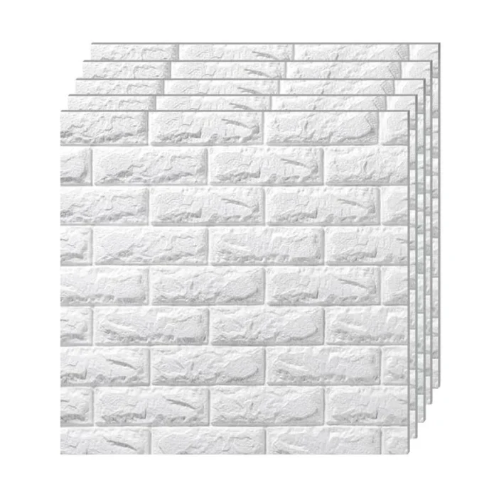 3D Form Wallpaper Wall Panels White Brick 70cm X 77cm (Pack of 5)